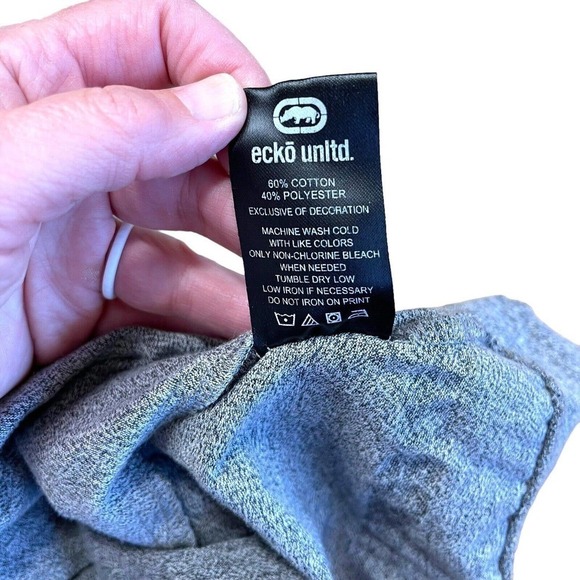 Vtg Ecko Unltd Y2K 90s Hoodie Hip Hop Streetwear Grunge Skater Gray Sz Medium - Picture 9 of 9